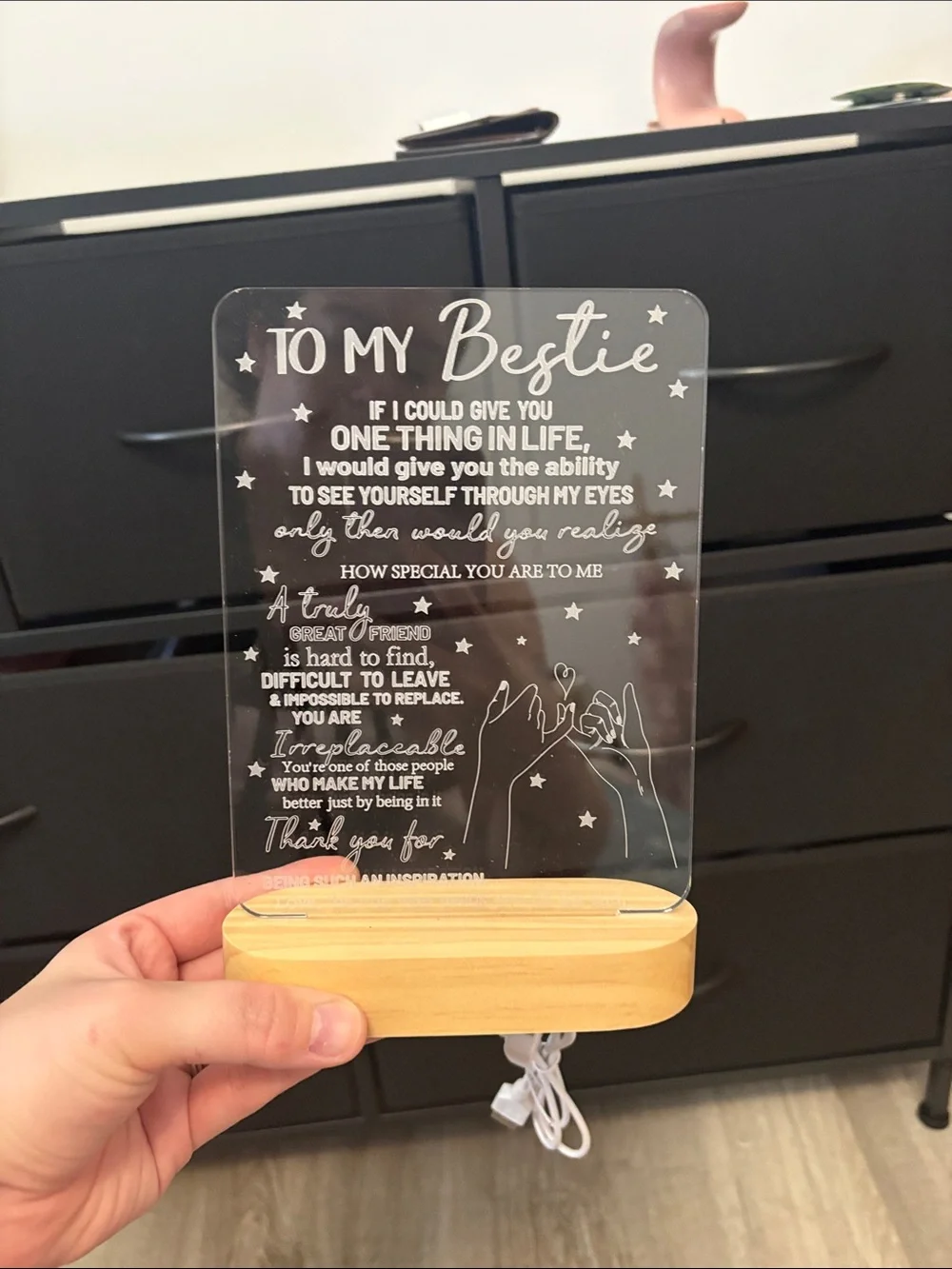 Bestie Friendship Acrylic LED Night Light - Clear - Picture 4 of 4